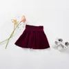 Kinderkleding meisjes Gouden fluwelen Geplooide rokken Casual hoge taille kinderen Effen kleur rok Lente Herfst mode babykleding Z3313173