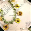 Charm Armband Smycken Konstnärlig Fransk Forest Plant Van Gogh Sunflower Serie Utsökt Armband Drop Leverans 2021 BFRDC