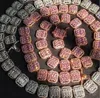 14k розовый золотой багет теннисный цепь настоящий сплошной ледяной мужской 13 мм кубические циркона камни вкус ожерелье хип-хоп ювелирные изделия 14- 24 дюйма