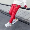 Winter Fashion Pants for Girls Pure Color Warterproof Warm Trousers Children Boys White Duck Down Pants Kids Clothes 8 To 12 210303
