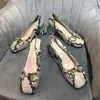 Top Women Sandals High Heels Slingback Cowhide Mid Heel Pump Designer Those обувь Python Print Leather Heels Square Buste Shoes 12colors с коробкой №273