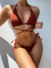 Sexy mode badpak, zwem bikini badmode, zwemmen strandkleding twee-stukken speciale geplooide stof en effen kleur zomer badpakken bikinis beachwear voor meisjes