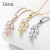 Ohrringe Halskette ZAKOL Zirkonia Blatt Haken Set Für Frauen Elegante Braut Hochzeit Schmuck Kleid Polen Stil 2021