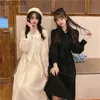 WERUERUYU Japanese Sweet Lolita Dress Bow Neck Long Sleeve Elastic Waist Kawaii Dress Female Autumn Harajuku Women 210608