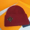 Herfst Winter Gedrukt Gebreide Hoed Designer Effen Kleur Wol Hoeden Outdoor Warm Dikke Sport Beanie Mannen Vrouwen Paar Skull Caps