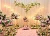 12ピースの結婚式の装飾の花の棚の金属の花のスタンドパーティーのテーブルの中心ピースケーキホルダー誕生日段階の背景のためのアクリルの花柄の陳列刻み付き