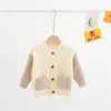 새로운 가을 아이들 스웨터 소년 소녀 면화 니트 카디건 아기 어린이 색 블록 카디건 패션 어린이 아동복 210308