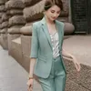 women's suits for spring and summer Stylish temperament slim ladies blazer jacket feminine Casual cropped pants 210527