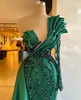 Emerald Green Mermaid Prom Dresses One Shoulder Sequins Evening Dress Custom Made Ruffles Glitter Celebrity Party Gown