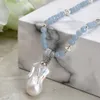 Guaiguai Jewelry Natural 6mm angelite necklace netclace regled keshi keshi pendant للنساء الأحجار الكريمة الحقيقية ستون سيدة الموضة jewe1355122
