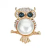 Gold Owl Brooch Pins Diamond Crystal Animal Owl Brooch Breastpin for Women Men Business Suit Fashion Jewelry Will and Sandy