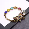 Dazzling Crystal Bracelets Rainbow Diamond Link Designer Double Letter Links Colorful Butterfly Bracelet with Box288o