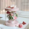 Clear Round Flower Boxes Wedding Birthday Transparent PCV Flower Prezent Pudełko Walentynki Dnia Matki Dnia Kwiaciarnia Dostawy