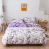 Oloey Polyester Bedding Set Printed Marmor Bed Sats Vit Svart Duvet Cover European Size King Queen Quilt Cover Complant Cover 211007