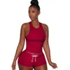 NOWOŚĆ XS-3XL Summer Women Joga Outfits Dwuczęściowy zestaw dróg plus wielkości stały kolorowy kamizelka prądu odzieży sportowej+motocyklowe szorty jogger garnitur 4539