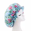 Fashion Lace Satin Printed Double Layer Nightcap African Soft Floral Women's Beauty Hair Care Round Cap Sleep Hats