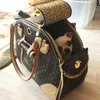 Hundval Luxury Fashion Pu Leather Puppy Handbag Purse Cat Tote Bag Pet Valise Travel vandring shopping brun stor