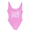 Team BRIDE Lettera Stampa Diamante Modello Costume da bagno Donna Costumi da bagno Monokini Sexy Tuta Tuta Costume da bagno Matrimonio 210702