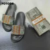 Yaz Kadın Ayakkabı Çanta Seti Bling Rhinestone Terlik Plaj Sandalet Slaytlar Lüks Bling Doları Yemeği Çantası Bayanlar USD Çanta Çanta 922
