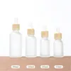 10ml 15ml 20ml 30ml 50ml Frost Glass Dropper Bottle Empty Liquid Dropper Vials for Cosmetic Perfume with Imitated Wooden Lids