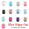 10oz Stainless Steel Sippy Sup with handle Insulated Kid Sucker Bottle Children Drinking Tumblers Training Cups Milk Mug