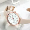 Casual Womens Watch Mode Marmor Textur Zifferblatt mit weichen Lederbanduhren Damen Analog Quarz Armbanduhr Reloj