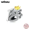 WOSTU 925 Sterling Silver 18-letnie Urodziny Charms Fit Oryginalna Bransoletka Naszyjnik Ceremonia Dorosłych Biżuteria Prezent CTC131 Q0531