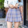 Sonbahar Kadın Etekler Yeni Kore Yüksek Bel Ekose Mini Etek Kadın Okul Kız Seksi Sevimli Pileli Etek ile Fermuar 210309