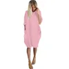 DINGSHITE automne mode femmes à manches longues robe décontractée en vrac dames poche vacances fête femmes vêtements Y1006