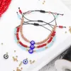 20 pz/lotto Lucky Evil Eye Bracciale Fatto A Mano Impermeabile Corda Fili di Perline Braccialetti di Cristallo per I Gioielli Delle Donne