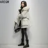 Женская зимняя одежда Корейский Свободные Parkas Средней длинной утолщенной пуховой куртки плюс размер одежды для женщин 210913