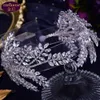 Luksusowy diament liść ślub Tiara barok kryształowy ślubny nowoczesny koronka z norkiem z biżuterią ślubną akcesoria do włosów Diamond B3842656