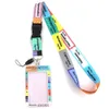 Vendita all'ingrosso moda arcobaleno rimovibile card bandiera ID Badge Holder Car Keychain Carta d'identità Pass Palestra Gym Mobile Key Jewelry