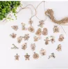 Christmas Linen Bags Pary Suppliers Drawstrings Candy Burlap Bag Treat Pouches with Wooden Board Ropes Favors for DIY Craft