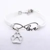 스웨이드 가죽 랩 팔찌 쥬얼리 Infinity Love Dog Paw Print Charms Silver Number Fashion Metal Alloy Hollow Bangles 여성을위한 선물