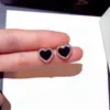 choucong Simple Fashion Jewelry 925 Sterling Silver Heart Cut Black Sapphire CZ Diamond Gemstones Party Women Wedding Stud Earring For Lover Gift