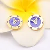 Pendientes chapados en oro de 18 quilates con diseño de letras, marca de lujo para mujer, color caramelo, redondo, plata 925, con diamantes de imitación, pendientes colgantes con perlas para accesorios de joyería de boda