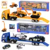 1:64 Mini Lichtmetalen Engineering Auto Truck Freewheeling Trailer Toy Child Car Model