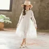 3-12 años adolescentes vestidos para niños para niñas princesa vestido de malla de encaje bordado blanco Q0716