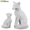 ERMAKOVA Geometric Sculpture Animal Statues Simple White Abstract Ornaments Modern Home Decorations 210607