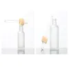 10 ml 15 ml 20 ml 30 ml 50 ml Frosted Glass Dropper Fles Lege Cosmetics Jar voor essentiële olie met geïmiteerde bamboe-deksels