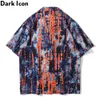 Tie Dyeing Hawaiian Shirt Män Now-down Collar Vintage Street Polo Shirt Male Top 210603