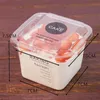 Rensa tårta Box Transparent Square Mousse Plastmuffin Boxar med lock Yoghourt Pudding Wedding Party Supplies Dhj18