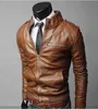 ZOGAA Mäns PU Jacka Motorcykel Coat Höst Vårkläder Man Casual Kläder Solid Business Coats Män Brun Läder Jackor 211111