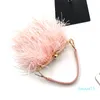 Women Ostrich Fur Evening For Party Wedding Luxury Handbag New Tote Chain Tassel Shoulder Bag Feather Love Day Clutches Q1113
