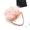 Kobiety Ostrich Futro Wieczór na Party Ślub Luksusowy Torebka Nowy Tote Chain Chain Tassel Torba Na Ramię Feather Day Sprzęgła Q1113