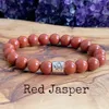 MG1313 Strand Designer Leo Zodiac Charm Stapelarmband-Set A Grade Sunstone Yoga Mala Armband Natürlicher Roter Jaspis Spiritueller Schmuck