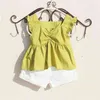 Leuke meisjes blouses zomer rood shirt voor tienermeisje cool tops mode katoenen mouwloze blouse 4 8 12 16Y 4 kleuren 210622