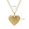 Guld Silver Heart Shape StainSt Steel Heart Photo Locket Halsband Hängsmycke Kedja Smycken Party Skönhet Tjej Smycken