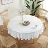 Nappe ronde pour la maison, en lin lavé, en coton, couverture de bureau, 7 couleurs, 100cm, 120cm, 150cm, décoration florale solide, 229J